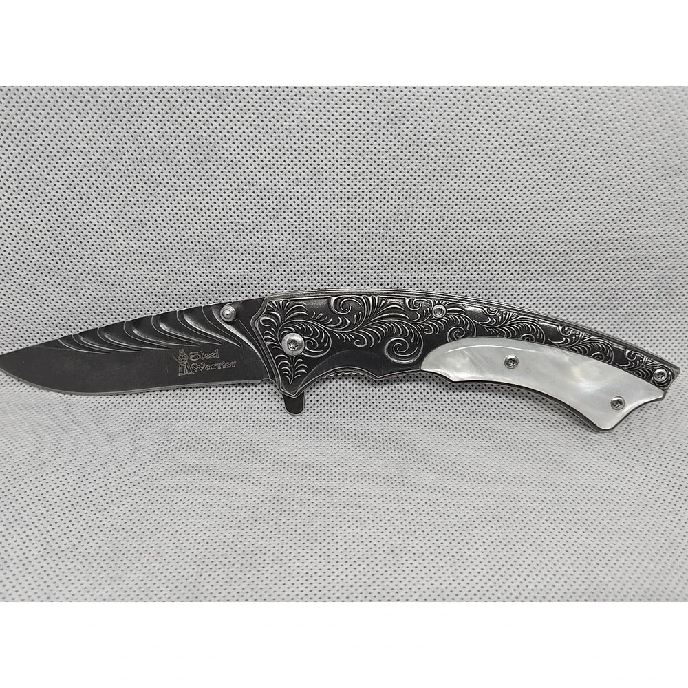 Steel Warrior Pearlex Inlay Spring Assisted Knife 4 5/8 Closed